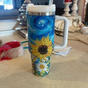 Floral Travel Mug with Sunflower Design